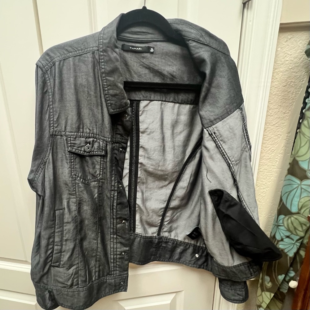 Tahari Snap Button Jacket Large Black Casual Lyoc… - image 3